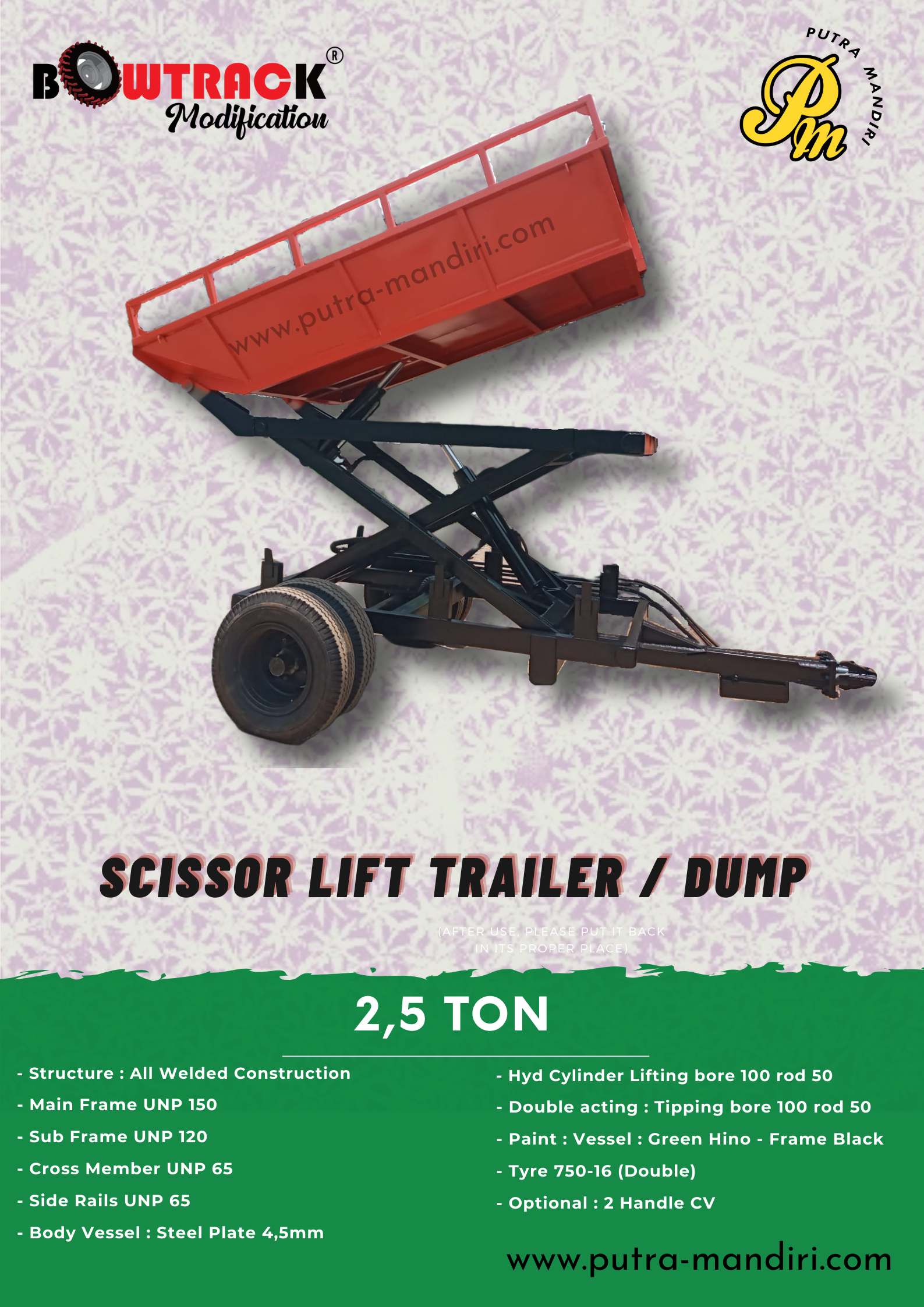 Scissor lift Dump / Trailer
